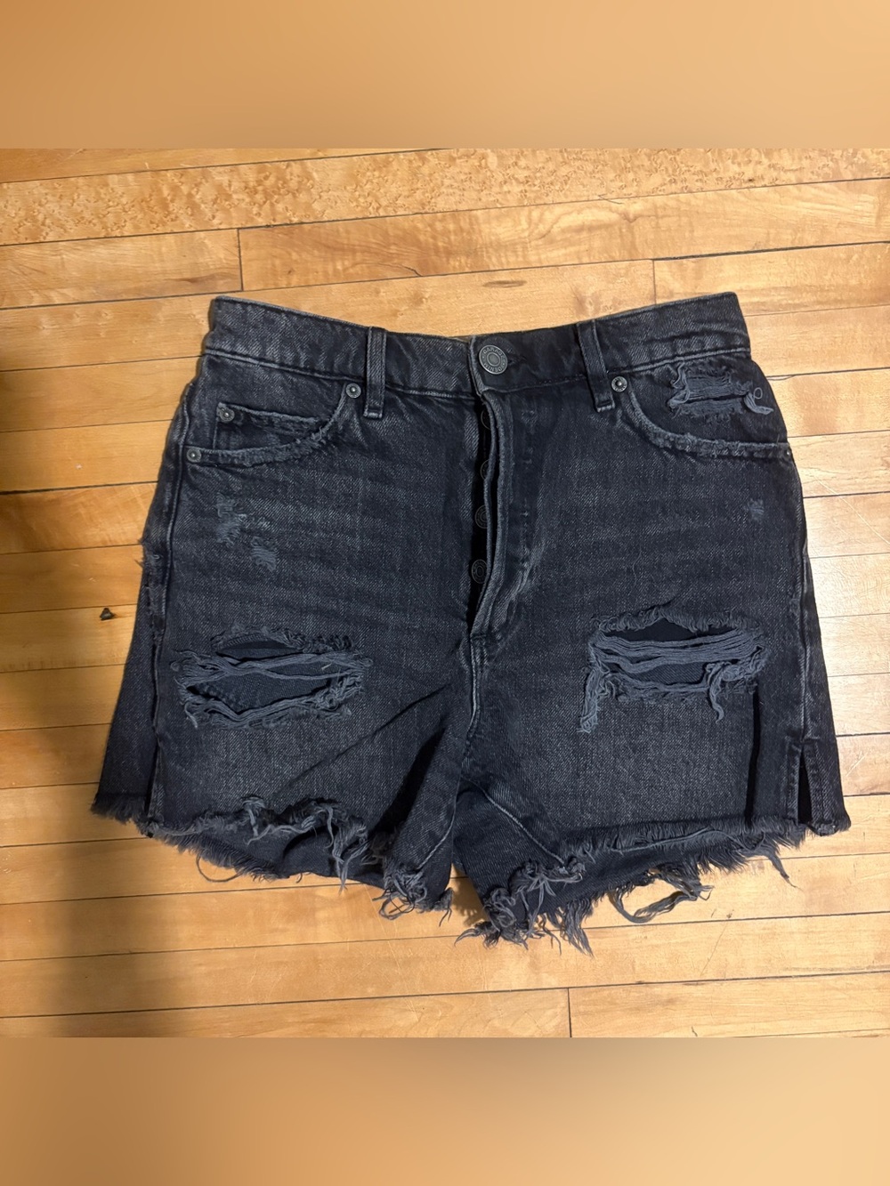 Garage Black Distressed High-Rise Jean Shorts
